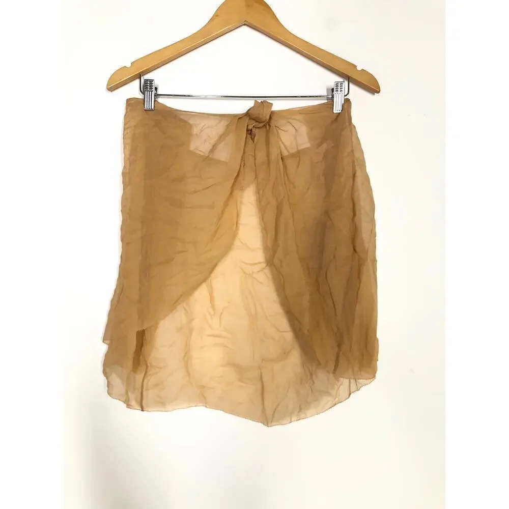 SKIMS Crinkle Silk Chiffon Cover Up Skirt in Ochre NWT Size 2X
